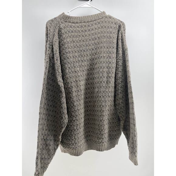 Bill Blass Sweater Mens XL Beige Gray Textured Knit Crewneck Pullover USA - Picture 3 of 4